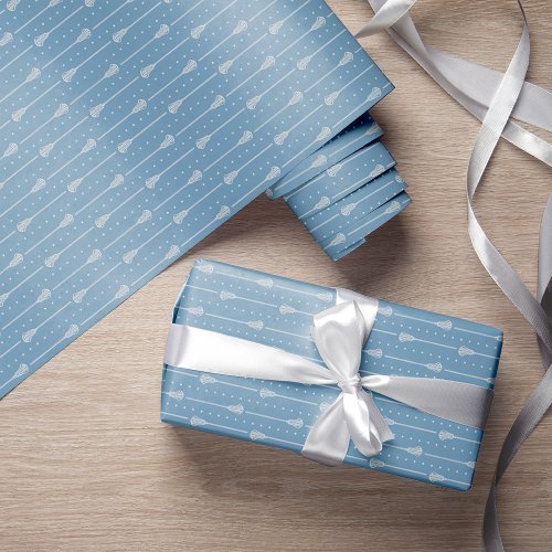 Powder Blue White Sticks and Dotted Lines Pattern Wrapping Paper