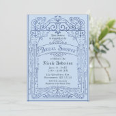 Powder Blue White Vintage Victorian Bridal Shower Invitation (Standing Front)