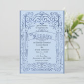 Powder Blue White Vintage Victorian Deco Wedding Invitation (Standing Front)