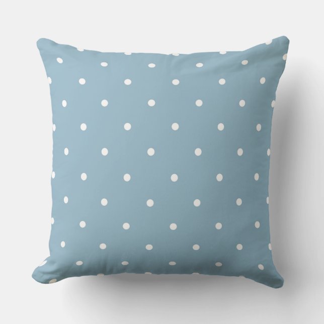 Powder Blue with white dots Throw Pillow (Front)
