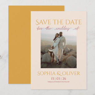 Powder blush and gold Photo save the date Invitation
