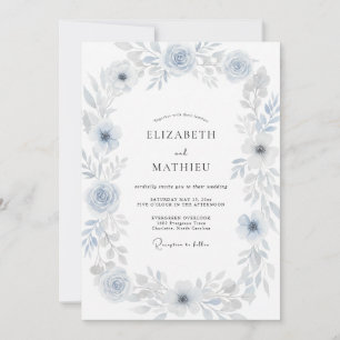 Powder Grey Anemone Wedding Invitation