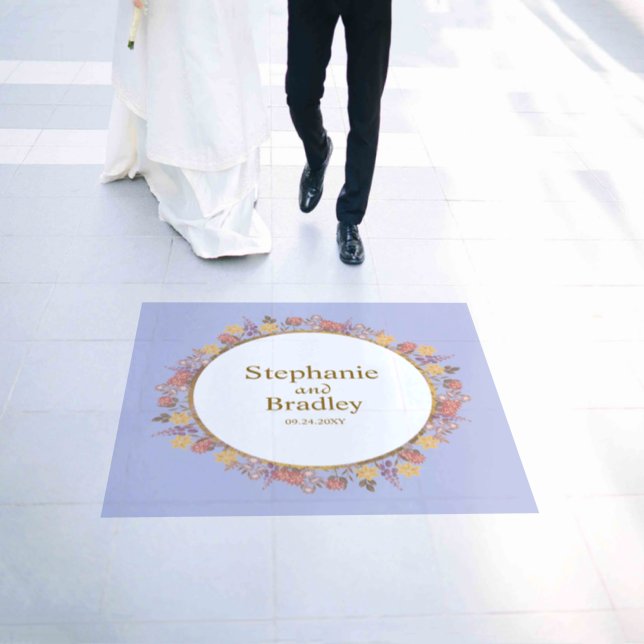 Powder Lavender Gold Floral Modern Elegant Wedding Floor Decals (Wedding)