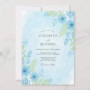 Powder Lime Leaf Wedding Invitation