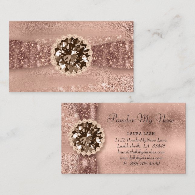 Powder my Nose Makeup Jewelry Fashion Rose Gold Business Card (Front/Back)