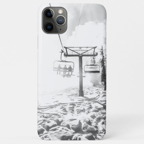 Powder on the Hill  Black and White Skilift iPhone 11 Pro Max Case