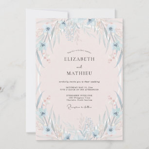 Powder Periwinkle Petal Wedding Invitation
