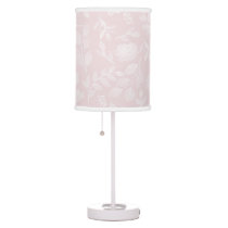 Powder Pink and White Floral Table Lamp