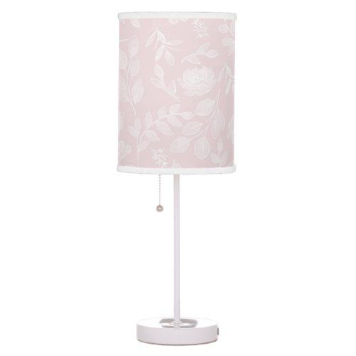 Powder Pink and White Floral Table Lamp