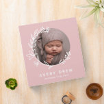 Powder Pink Floral Frame Round Baby Photo 3 Ring Binder<br><div class="desc">Photo baby binder in light pink with your baby's photo inside a floral frame of flowers and greenery. Pink baby binder personalized with a photo of your baby girl and her name. Girl baby binder with photo and name and a hand drawn line art floral frame.</div>