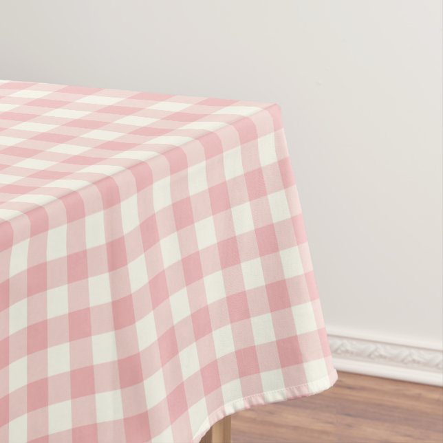 Powder Pink Gingham Cotton Tablecloth (In Situ)