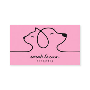 Powder Pink Linear Logo Dog Cat Pet Business Card