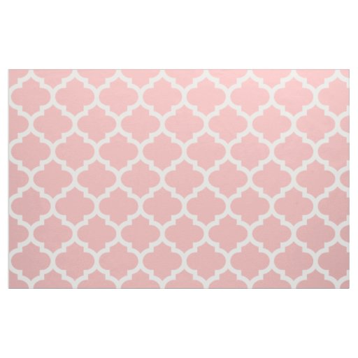 Powder Pink Moroccan Quatrefoil Trellis Fabric