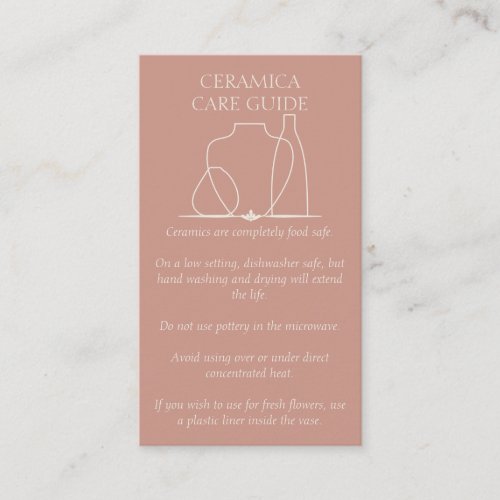 Powder pink Pottery Vase Ceramic Clay Instructions Business Card