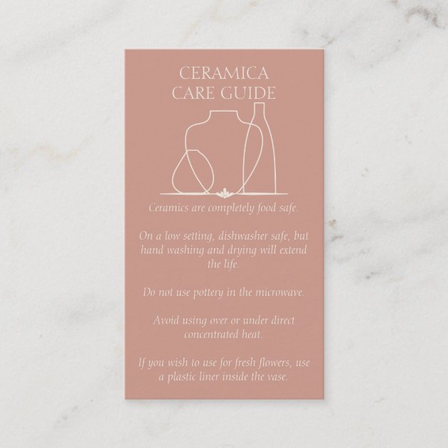 Powder pink Pottery Vase Ceramic Clay Instructions Business Card