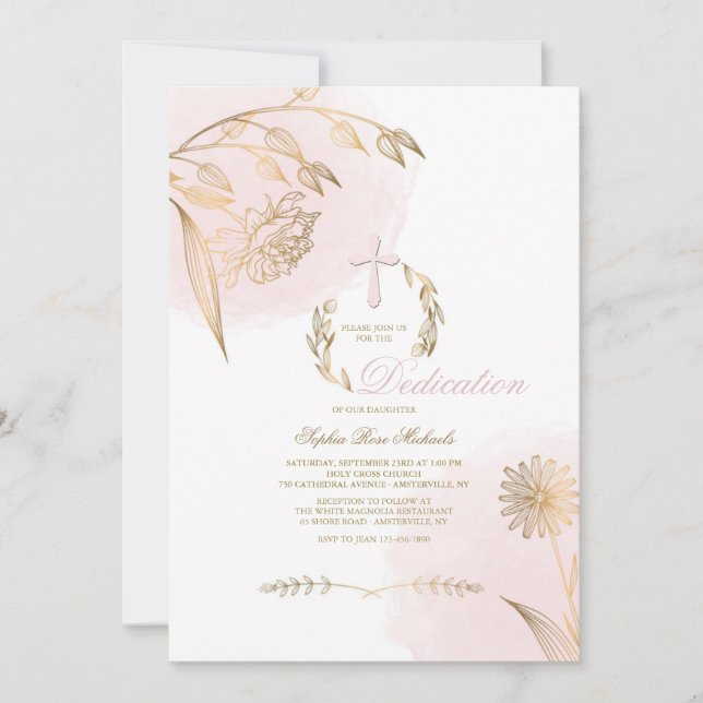 Powder Pink Religious Invitation (Front)