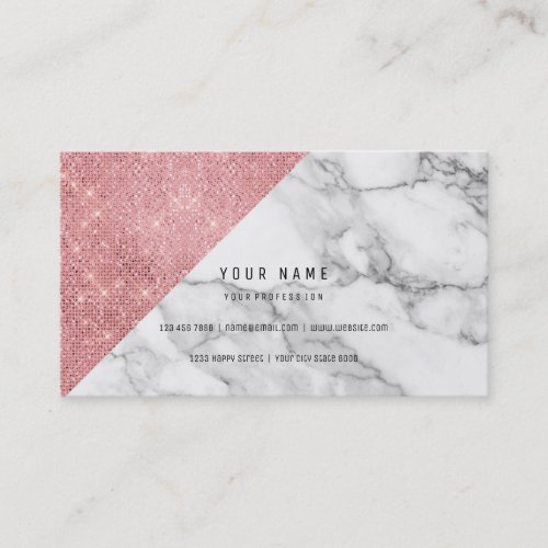 Powder Pink Rose Gold Faux Blush Vip Marble Gray Business Card