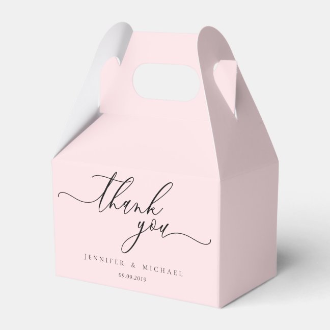 Powder Pink Scripted Thank You Favor Boxes