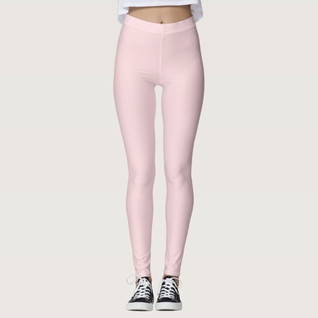 Powder Pink Solid Color Leggings (Front)