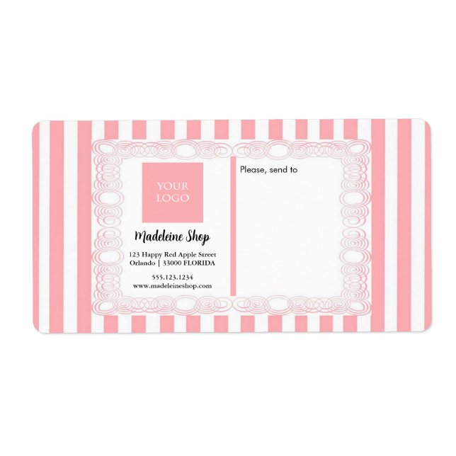 Powder Pink Stripes & Curly Frame & Logo Label (Front)