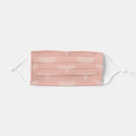 Powder pink with white triangles adult cloth face mask (Front, Folded)