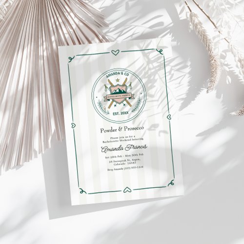 Powder & Prosecco Ski Bachelorette Weekend Invitation