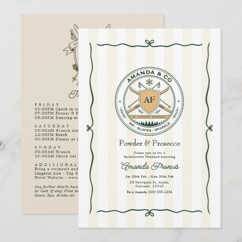 Powder & Prosecco Ski Club Bachelorette Weekend Invitation