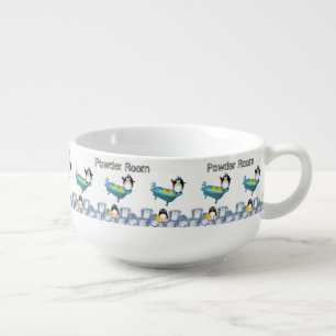 Powder Room Penguin Bathtub Soup Mug