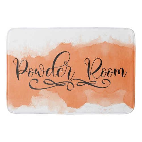 Powder Room Watercolor Pastel Orange Beige Tan Bath Mat