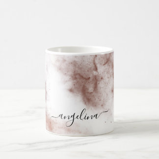 Powder rose marble effect design with name coffee mug