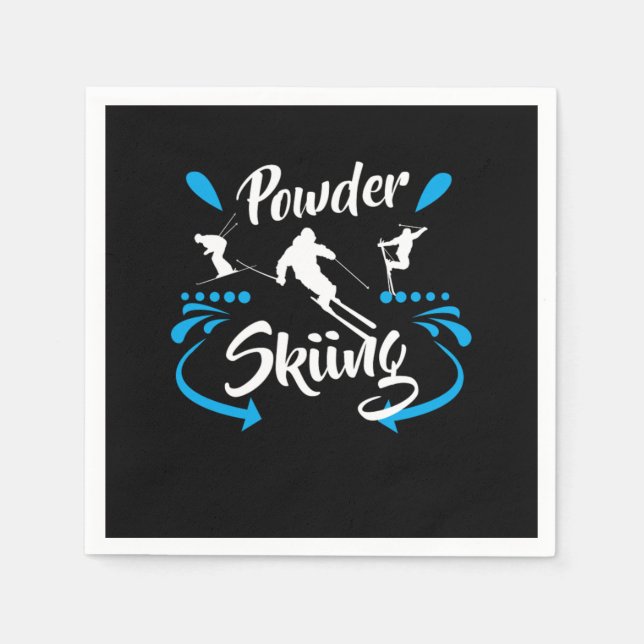 Powder Skiing Skiing Snow Cool Winter Sports Gift Napkins (Front)
