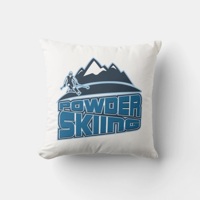 Powder Skiing Winter Sports in Moguls Throw Pillow (Front)