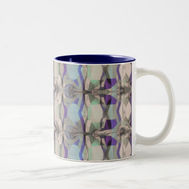 Powder Soft Purple, Green & Blue Abstract Two-Tone Coffee Mug (Right)