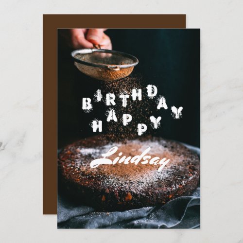 Powder Sugar Chocolate Cake Birthday Greeting Card