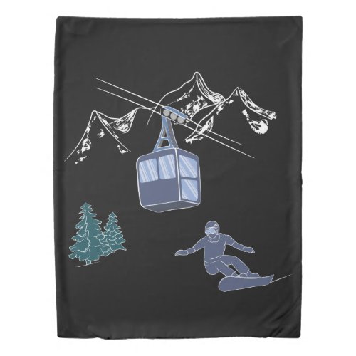 Powder to The People Snowboarder Ski Resort Duvet Cover