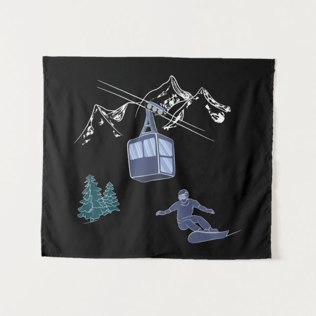Powder to The People Snowboarder Ski Resort Tapestry (Front (Horizontal))
