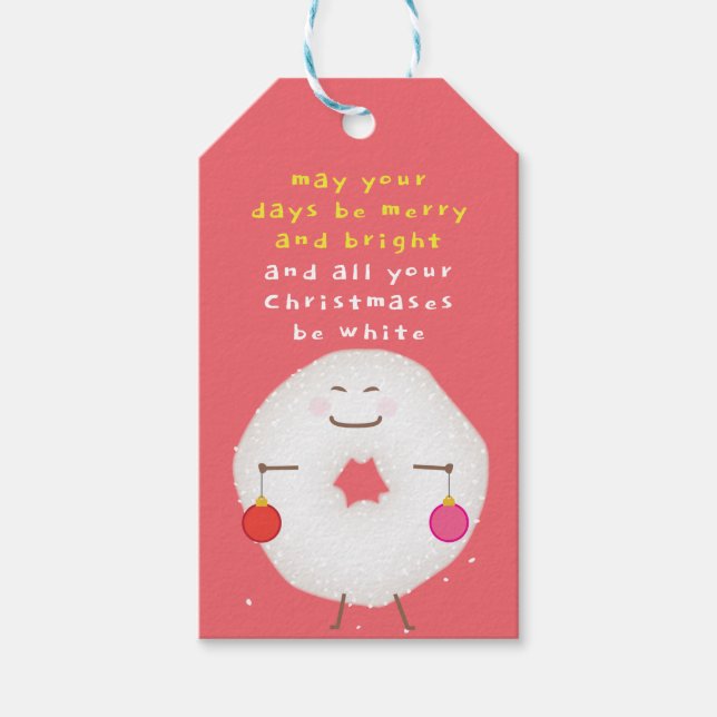 Powdered Sugar Donut Christmas  Gift Tags (Front)