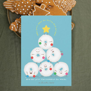 Powdered Sugar Donuts Tree Christmas Holiday Card