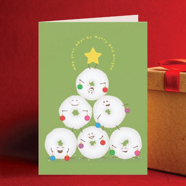 Powdered Sugar Donuts Tree Christmas Holiday Card (Creator Uploaded)