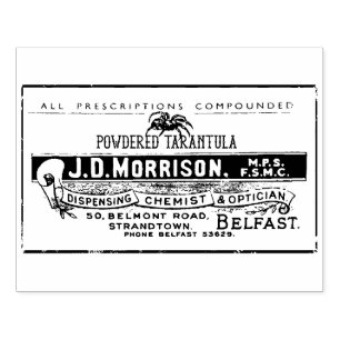 Powdered Tarantula Apothecary Label Rubber Stamp