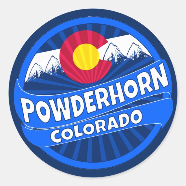 Powderhorn Colorado mountain burst sticker (Front)