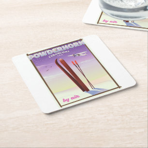 Powderhorn Colorado travel poster Square Paper Coaster