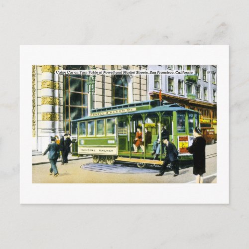 Powell and Market Streets San Francisco CA Postcard