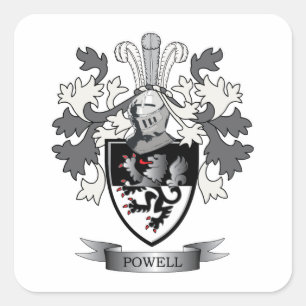 Powell Family Crest Coat of Arms Square Sticker