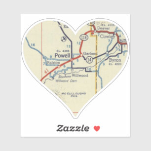 Powell Wyoming Vintage Map Sticker