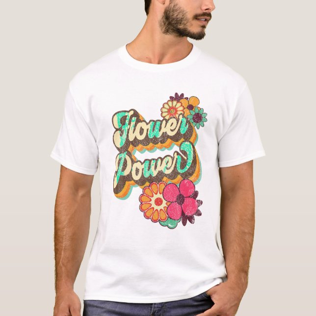 Power 60s 70s Hippie Retro T-Shirt (Front)