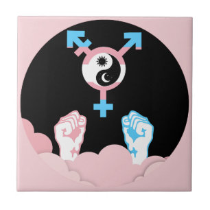 Power and Balance Sun and Moon Transgender Symbol Ceramic Tile