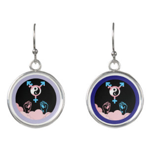 Power and Balance Sun and Moon Transgender Symbol Earrings