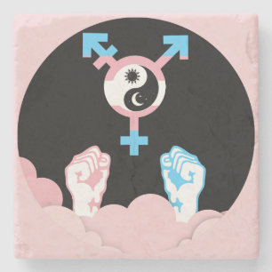Power and Balance Sun and Moon Transgender Symbol Stone Coaster