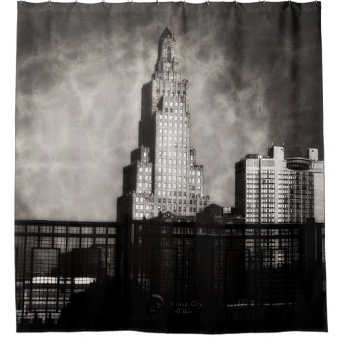 Power and Light Building Kansas City Grunge Shower Curtain